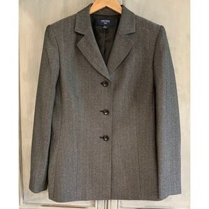 Jones Wear Black White Herringbone Suit Jacket Blazer Sz 10